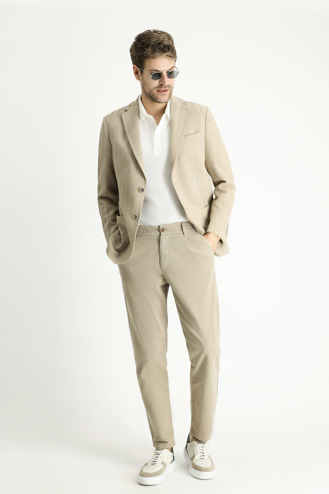 Light Mink 7 Drop Slim Fit Patterned Sport Jacket