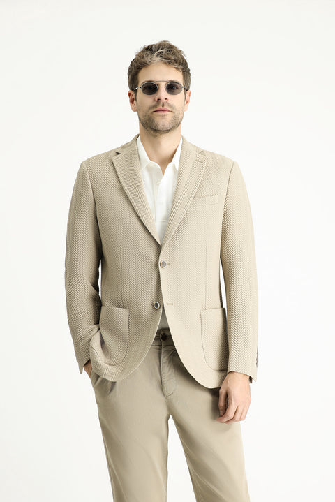 Light Mink 7 Drop Slim Fit Patterned Sport Jacket
