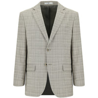 Medium Grey 4-Drop Relaxed Fit Classic Plaid Jacket