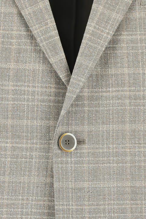 Medium Grey 4-Drop Relaxed Fit Classic Plaid Jacket