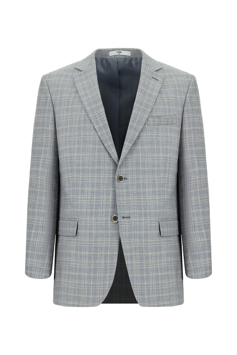 Blue 4 Drop Relaxed Fit Classic Plaid Jacket