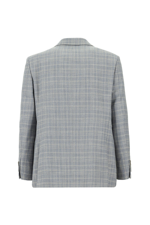 Blue 4 Drop Relaxed Fit Classic Plaid Jacket