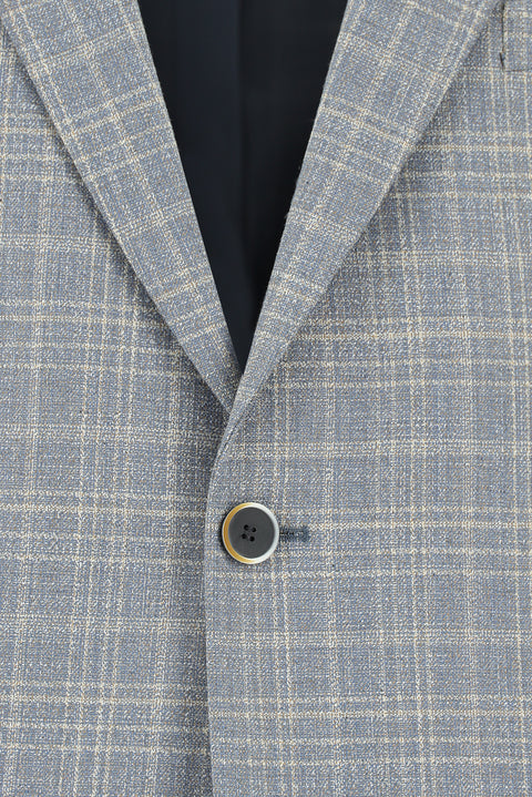 Blue 4 Drop Relaxed Fit Classic Plaid Jacket