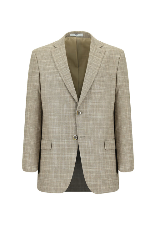 Medium Mink 4 Drop Relaxed Fit Classic Plaid Jacket
