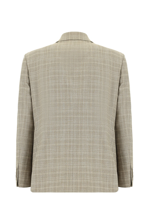 Medium Mink 4 Drop Relaxed Fit Classic Plaid Jacket