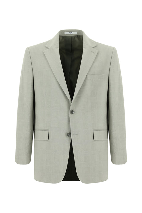 Light Grey 6 Drop Regular Fit Standard Cut Classic Plaid Waffle Jacket