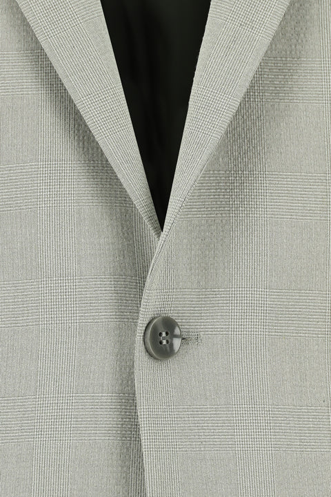 Light Grey 4 Drop Relaxed Fit Classic Plaid Waffle Jacket