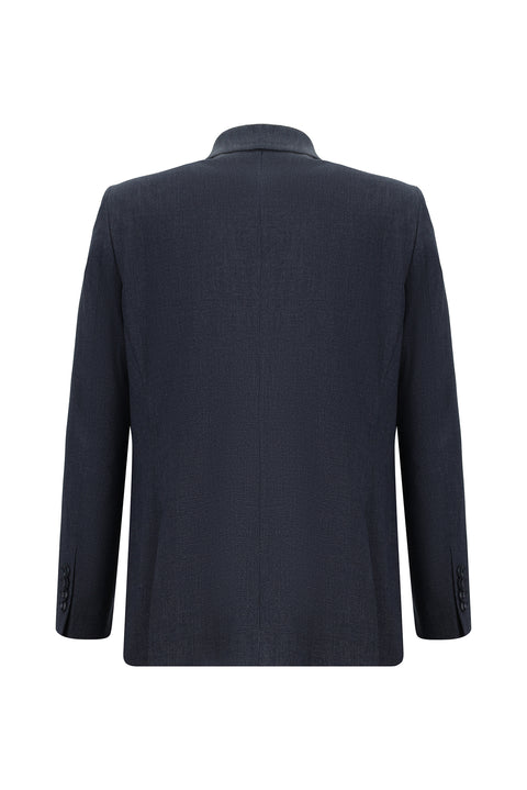 Dark Navy 6 Drop Regular Fit Standard Cut Classic Plaid Waffle Jacket
