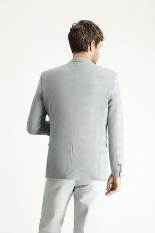  Uçuk Mavi 6 Drop Regular Fit Standart Kesim Klasik Ekose Gofre Ceket