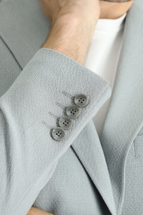 Light Blue 6 Drop Regular Fit Standard Cut Classic Plaid Waffle Jacket