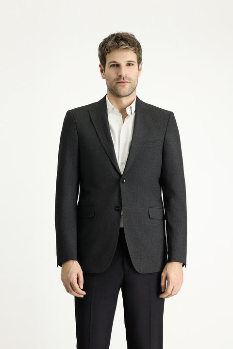 Dark Anthracite 4-Drop Relaxed Fit Classic Plaid Waffle Jacket