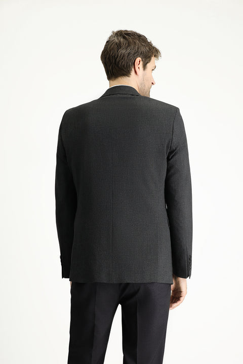 Dark Anthracite 6 Drop Regular Fit Standard Cut Classic Plaid Waffle Jacket