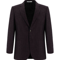 Dark Purple 4-Drop Relaxed Fit Plaid Linen Blend Jacket