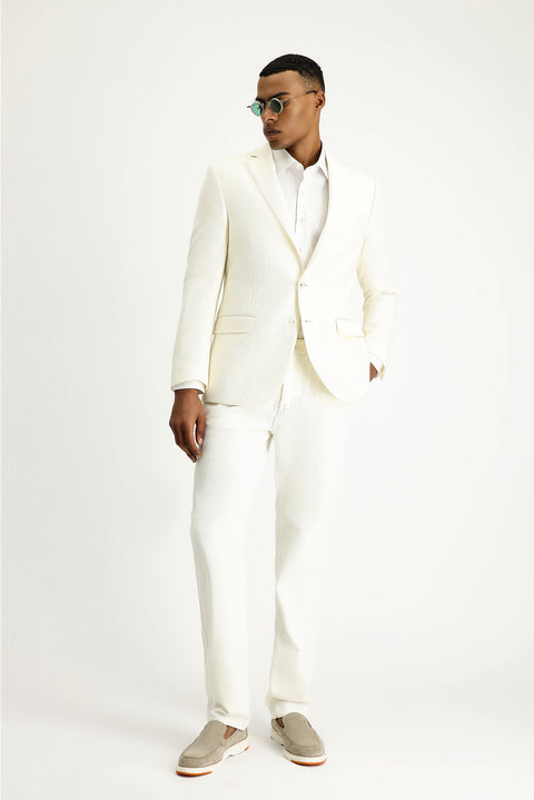 White 6 Drop Regular Fit Standard Cut Wool Patterned Sport Jacket