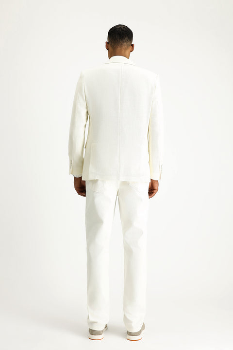 White 6 Drop Regular Fit Standard Cut Wool Patterned Sport Jacket