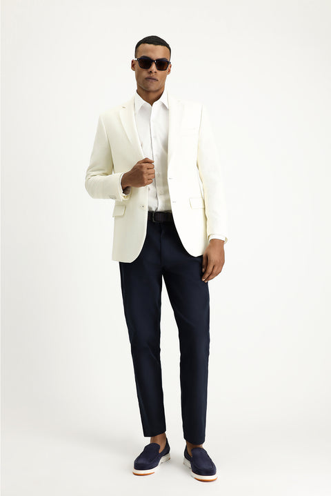 White 6 Drop Regular Fit Standard Cut Wool Patterned Sport Jacket
