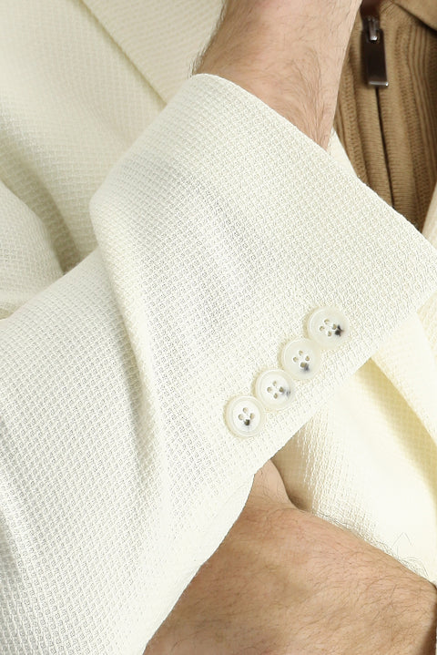 White 6 Drop Regular Fit Standard Cut Wool Patterned Sport Jacket