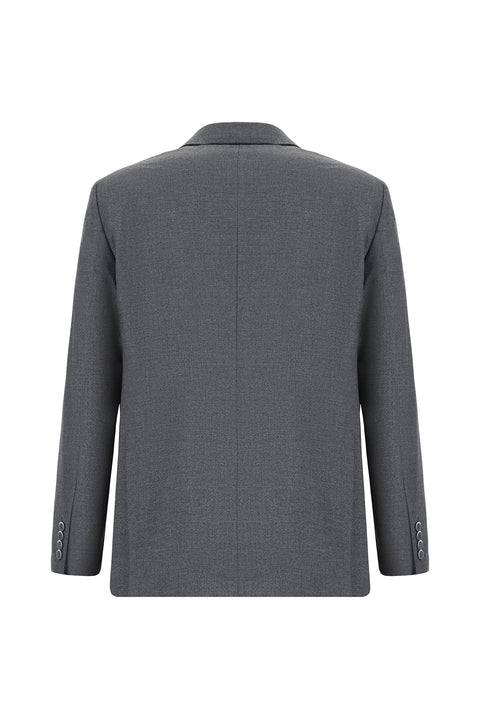 Dark Gray 4-Drop Relaxed Fit Classic Patterned Jacket