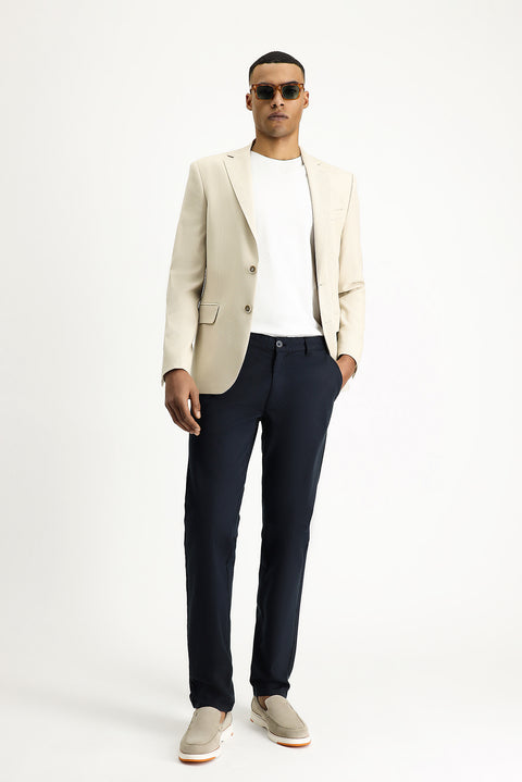 Açık Bej 4 Drop Relaxed Fit Rahat Kesim Klasik Desenli Ceket