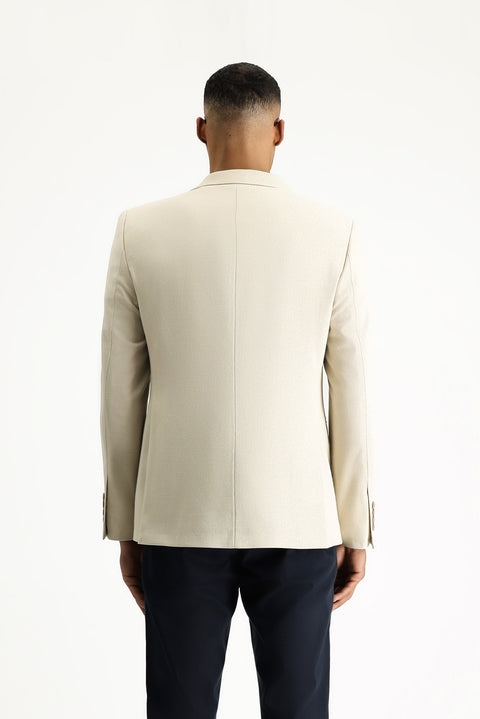 Light Beige 7 Drop Slim Fit Classic Patterned Jacket