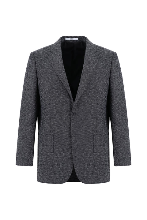 Black 7 Drop Super Slim Fit Extra Narrow Cut Patterned Jacket