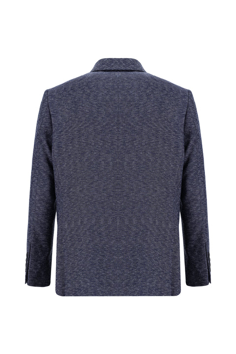 Dark Navy 7 Drop Super Slim Fit Extra Narrow Cut Patterned Jacket