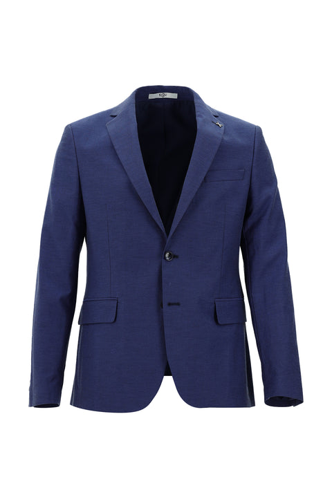 Medium Navy 7 Drop Slim Fit Classic Patterned Jacket