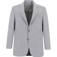 Light Grey 7 Drop Slim Fit Patterned Linen Blend Jacket