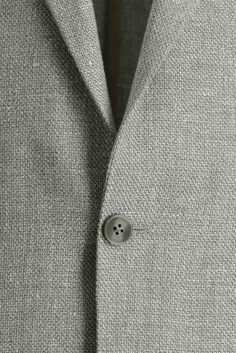 Light Grey 4 Drop Relaxed Fit Patterned Linen Blend Jacket