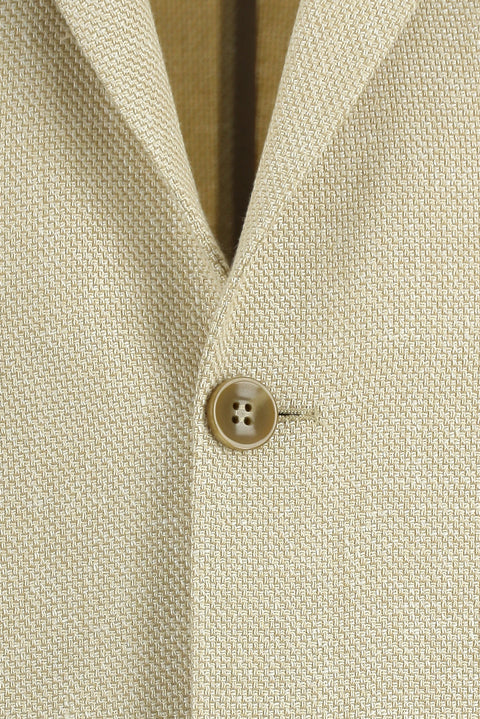 Light Beige 4-Drop Relaxed Fit Patterned Linen Blend Jacket