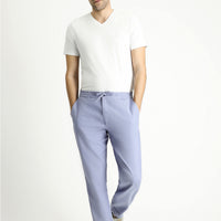 Light Blue Regular Fit Standard Cut Elasticated Waist Drawstring Cotton Jogger Pants