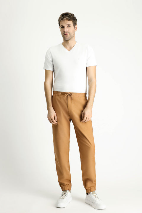 Taba Regular Fit Standard Cut Elasticated Waist Cotton Jogger Pants with Drawstring