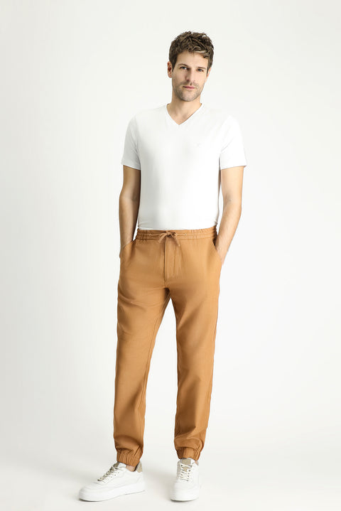 Taba Regular Fit Standard Cut Elasticated Waist Cotton Jogger Pants with Drawstring