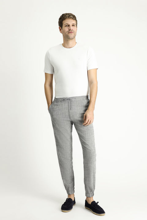 Dark Navy Regular Fit Standard Cut Elasticated Waist Cotton Jogger Pants with Drawstring