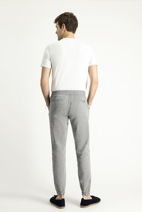 Dark Navy Regular Fit Standard Cut Elasticated Waist Cotton Jogger Pants with Drawstring