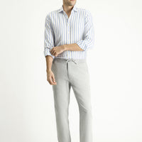 Pale Blue Regular Fit Standard Cut Elasticated Waist Drawstring Cotton Jogger Trousers