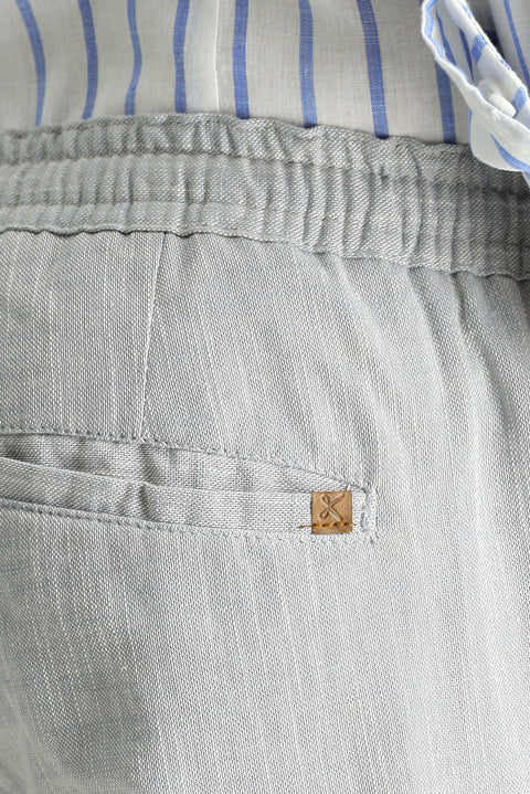 Pale Blue Regular Fit Standard Cut Elasticated Waist Drawstring Cotton Jogger Trousers