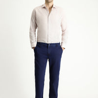 Orta Lacivert Regular Fit Standart Kesim Beli Lastikli Likralı Denim Look Pantolon
