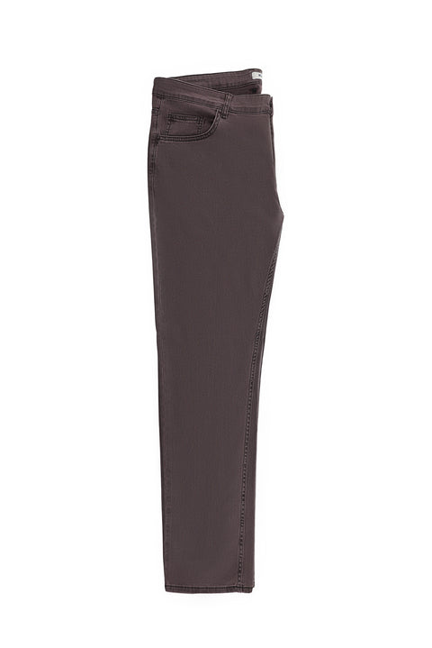 Dark Burgundy Regular Fit Standard Cut Lycra Denim Look Trousers