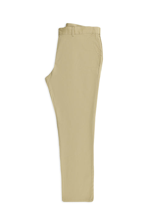 Light Beige Regular Fit Standard Cut Lycra Canvas / Chino Pants