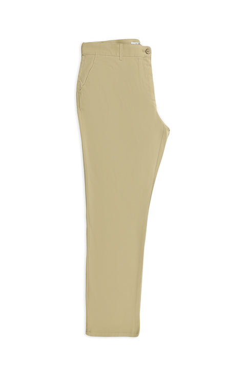 Light Beige Regular Fit Standard Cut Lycra Canvas / Chino Pants