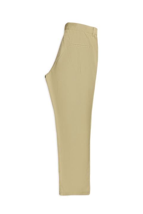 Light Beige Regular Fit Standard Cut Lycra Canvas / Chino Pants