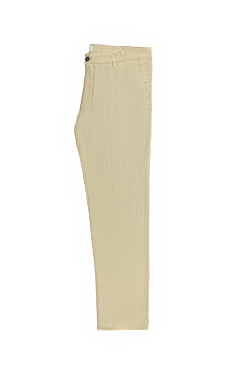 Orta Bej Relaxed Fit Rahat Kesim Keten Karışımlı Kanvas / Chino Pantolon