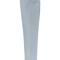 Light Blue 7 Drop Slim Fit Narrow Cut Patterned Elastic Waist Drawstring Lycra Classic Fabric Trousers