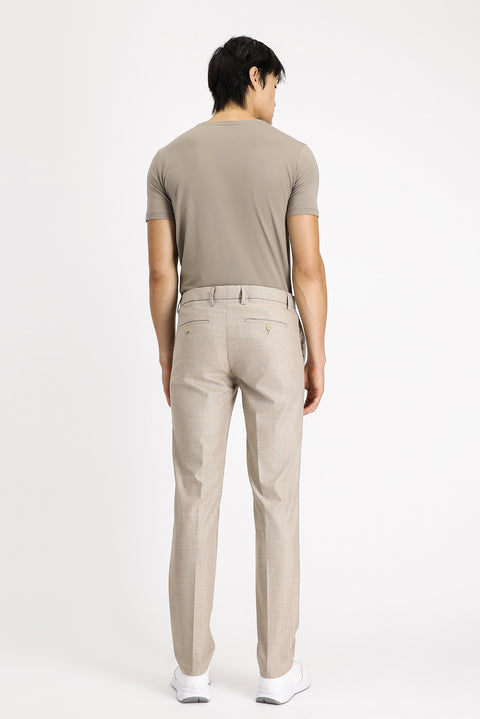 Light Mink 7 Drop Slim Fit Narrow Cut Patterned Elastic Waist Drawstring Lycra Classic Fabric Trousers