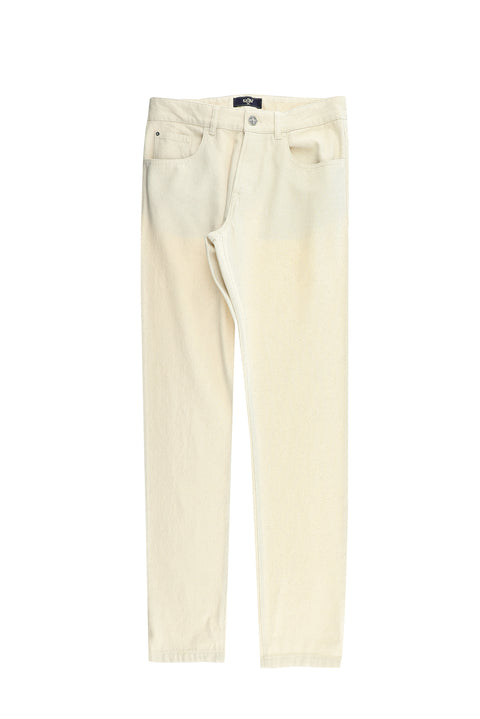Ecru Slim Fit Cotton Canvas / Chino Trousers
