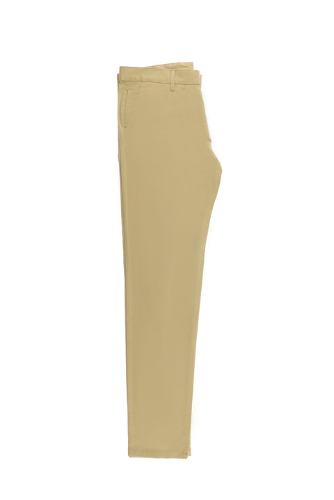 Mid-Beige Regular Fit Standard Cut Stretch Canvas / Chino Trousers