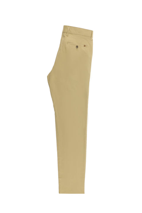 Mid-Beige Regular Fit Standard Cut Stretch Canvas / Chino Trousers