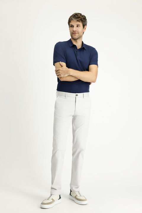 Stone Regular Fit Standard Cut Lycra Canvas / Chino Trousers