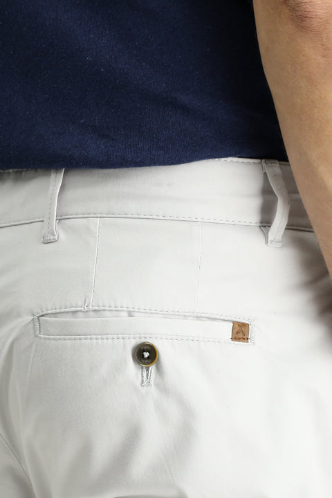 Stone Regular Fit Standard Cut Lycra Canvas / Chino Trousers
